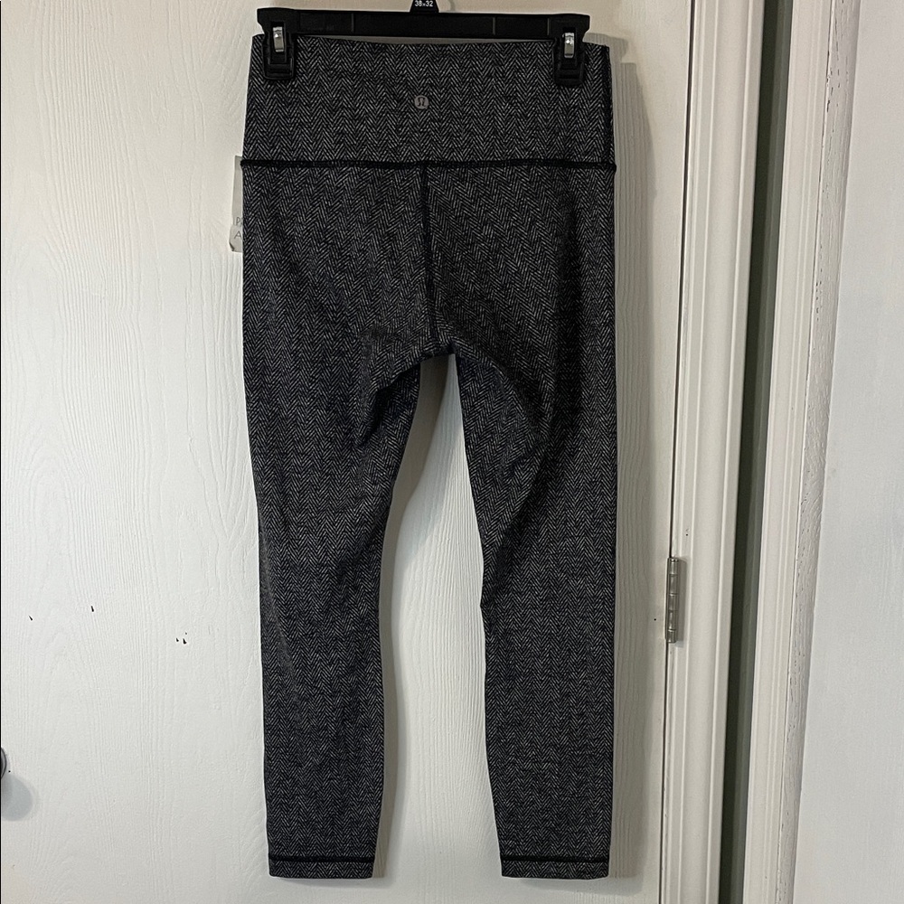 Lululemon Wunder Under Heathered Herringbone Black Leggings Women Size 6